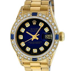 Rolex 18KT Gold President Diamond and Sapphire Ladies Watch