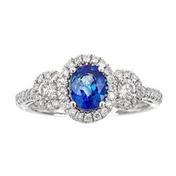 1.22 ctw Sapphire and Diamond Ring - 14KT White Gold