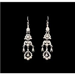 1.30 ctw Quartz and Diamond Earrings - 18KT White Gold