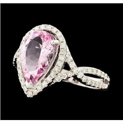 2.35 ctw Morganite and Diamond Ring - 18KT White Gold