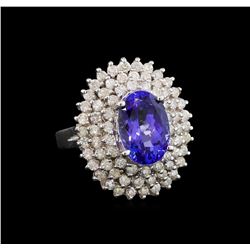 14KT White Gold 4.46 ctw Tanzanite and Diamond Ring