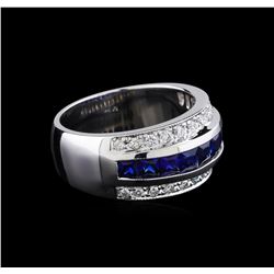 1.50 ctw Sapphire and Diamond Ring - 18KT White Gold