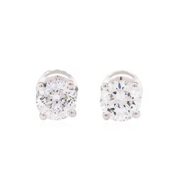 1.02 ctw Diamond Stud Earrings - 14KT White Gold