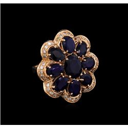 14KT Rose Gold 10.37 ctw Sapphire Ring