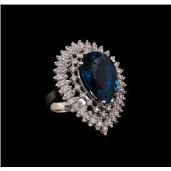 14KT White Gold 14.73 ctw Topaz and Diamond Ring