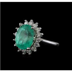 5.89 ctw Emerald and Diamond Ring - 14KT White Gold