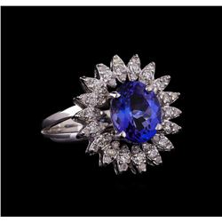 14KT White Gold 2.95 ctw Tanzanite and Diamond Ring