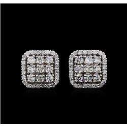 0.92 ctw Diamond Earrings - 14KT White Gold