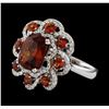 Image 1 : 3.89 ctw Red Spinel, Garnet and Diamond Ring - 14KT White Gold