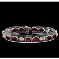 13.02 ctw Ruby and Diamond Bracelet - 18KT White Gold