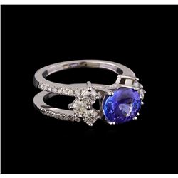 1.98 ctw Tanzanite and Diamond Ring - 14KT White Gold