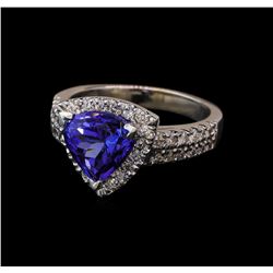 2.88 ctw Tanzanite and Diamond Ring - 14KT White Gold