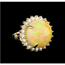 19.85 ctw Opal and Diamond Ring - 14KT Yellow Gold