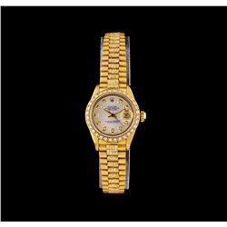 Rolex 18KT Gold Super President 2.18 ctw Diamond DateJust Ladies Watch