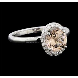 1.18 ctw Morganite and Diamond Ring - 14KT White Gold