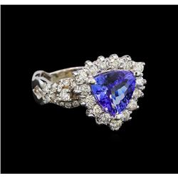 14KT White Gold 2.01 ctw Tanzanite and Diamond Ring