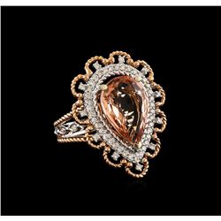 14KT Two-Tone Gold 3.84 ctw Morganite and Diamond Ring