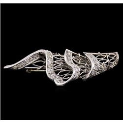 1.14 ctw Diamond Brooch - 18KT White Gold