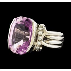 13.30 ctw Kunzite and Diamond Ring - Platinum