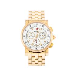 Michele Gold Plated Chronograph Midsize Watch