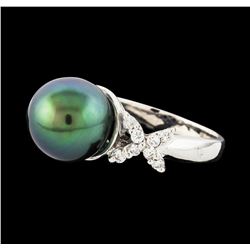 Pearl and Diamond Ring - 14KT White Gold