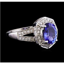 1.79 ctw Tanzanite and Diamond Ring - 14KT White Gold