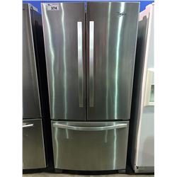 WHIRLPOOL 3 DOOR STAINLESS STEEL REFRIGERATOR  ( MINOR SCRATCHES & DENTS MAY BE