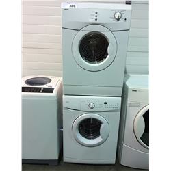 MAYTAG WHITE STACKER WASHER & DRYER SET (MINOR SCRATCHES & DENTS MAY BE PRESENT)