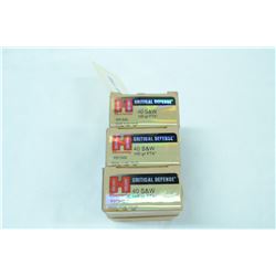 3 BOXES 20 ROUNDS HORNADY .40 S&W 165GR CRITICAL DEFENSE