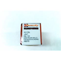 1 BOX 100 HORNADY .44CAL BLACK POWDER LEAD BALLS