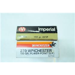 2 BOXES 20 ROUNDS .270WIN 160GR/ 150GR SP