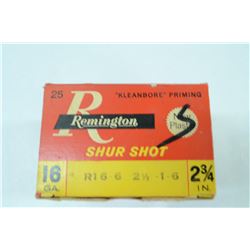 1 BOX 25 ROUNDS VINTAGE REMINGTION SHUR SHOT 16GA 2 3/4”