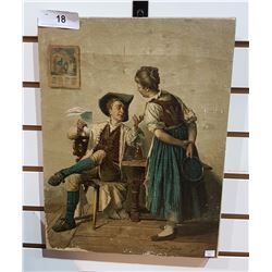 ANTIQUE OIL ON CANVAS APPROX. 12" X 16"