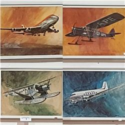 4 SIGNED FRAMED CP AIR PRINTS APPROX. 12" X 16"