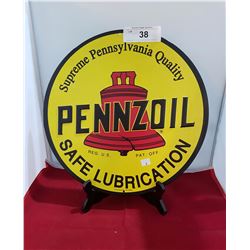 PENNZOIL SST TIN SIGN 12" DIAMETER