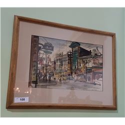 VANCOUVER CHINA TOWN PRINT SIGNED APPROX 18  X 24 