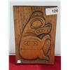 Image 1 : SIGNED BEAR & SALMON NATIVE CARVED PLAQUE