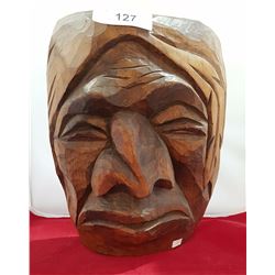 NATIVE CARVED HEAD FIGURE SQUAMISH TRIBE SIGNED UNVERIFIED