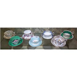 7 AYNSLEY & PARAGON TEACUPS/SAUCERS