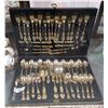 Image 1 : 54 PC ROYAL ALBERT OLD COUNTRY ROSES GOLD PLATE FLATWARE SET IN CANTEEN