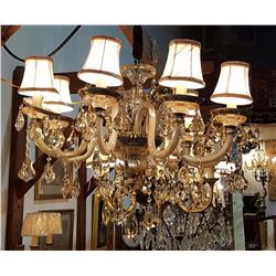 LARGE CRYSTAL DROP 8 LIGHT CHANDELIER