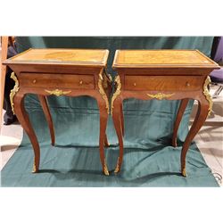 PAIR FRENCH INLAID ORMULU STANDS