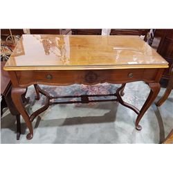 QUEEN ANNE STYLE WALNUT DESK W/GLASS TOP