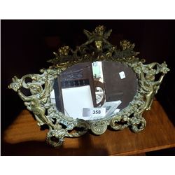 ORNATE BRASS FIGURAL CHERUB MIRROR
