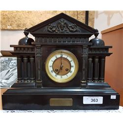 C.1913 SLATE MANTLE CLOCK W/1913 PRESENTATION PLAQUE