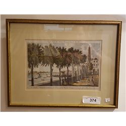 FRAMED PRINT OF AN ENGRAVING OF YORK BUILDINGS WATERWORKS