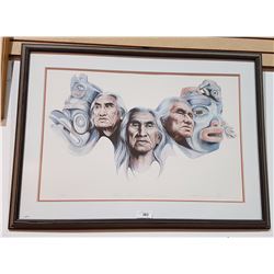 SIGNED LTD EDITION CHIEF DAN GEORGE PRINT APPROX 31" X 43"