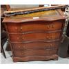 Image 1 : 3 DRAWER LEATHER TOP SERPENTINE FRONT DRESSER