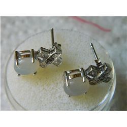 EARRINGS - NEW CREAM CHALCADONY & DIAMONDS EARRINGS - NEW CREAM CHALCADONY & DIAMOND IN STERLING SIL