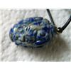 Image 7 : HAND CRAFTED CARVED LAPIS ON ROPE - 1 1/2" TALL X 1" DIAMETER - HAS UNIQUE SWAN CLASP/HOOK (non-fero